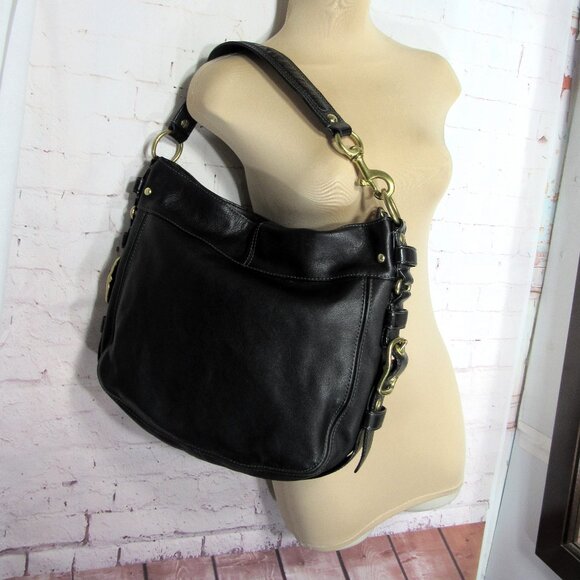 XL ZOE EDITORIAL BAG NEAR MINT CONDITION BLACK LEATHER BRASS HARDWARE - Picture 3 of 16